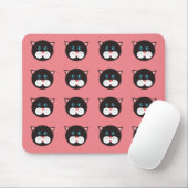 Cute Black White Cat Face gepatterd Muismat (Met muis)