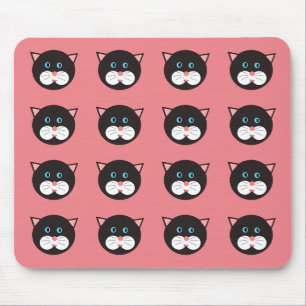 Cute Black White Cat Face gepatterd Muismat