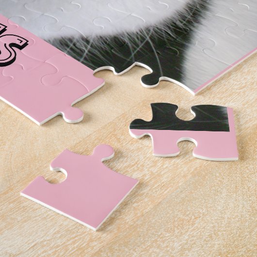 Cute Black White Cat I love Cats Gezegde Legpuzzel (Zijkant)