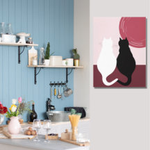 Cute Black & White Cat Pair Sunset Canvas Afdrukke