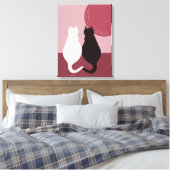 Cute Black & White Cat Pair Sunset Canvas Afdrukke (Insitu (Slaapkamer))
