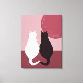 Cute Black & White Cat Pair Sunset Canvas Afdrukke (Voorkant)