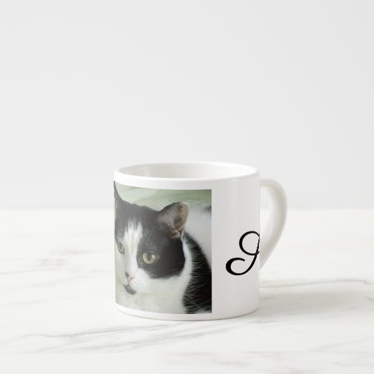 Cute Black & White Cat Persoonlijk Espresso Kop (Voorkant rechts)