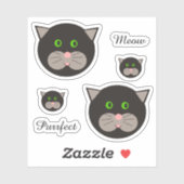Cute Black & White Cat Sticker (Vel)