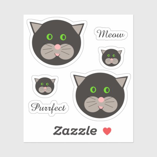 Cute Black & White Cat Sticker (Vel)