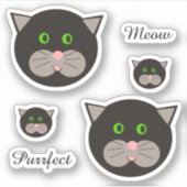 Cute Black & White Cat Sticker (Voorkant)