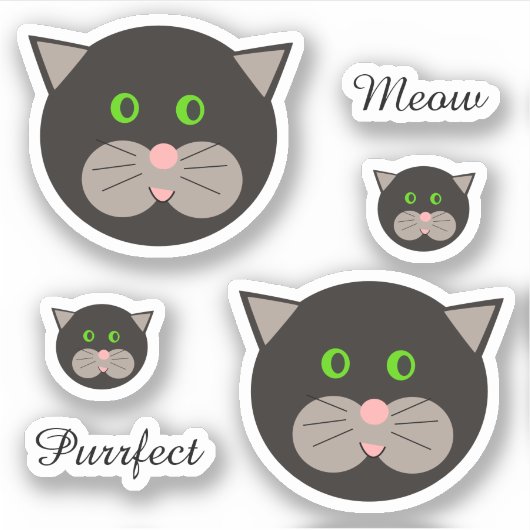 Cute Black & White Cat Sticker (Voorkant)