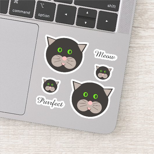 Cute Black & White Cat Sticker (Detail)