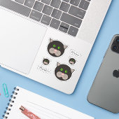 Cute Black & White Cat Sticker (Laptop met iPhone)