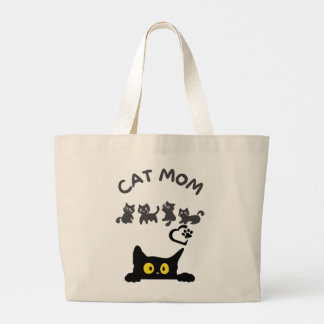 Cute Black & White Cat Tote Bag – Sunset Walk
