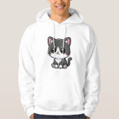 Cute Black White Chibi Kitten Hoodie (Voorkant)