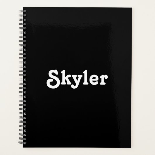 Cute black white custom name year number monogram planner (Voorkant)