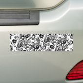 Cute Black White floral background design Bumpersticker (Op auto)