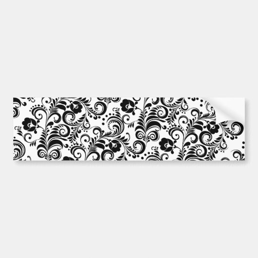 Cute Black White floral background design Bumpersticker (Voorkant)
