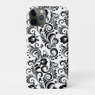 Cute Black White floral background design Case-Mate iPhone Case