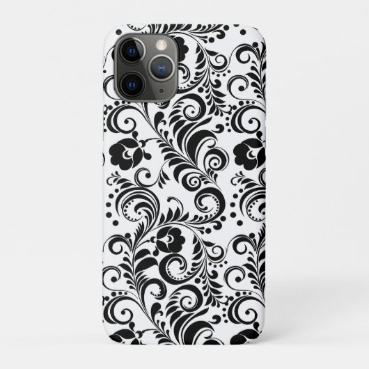 Cute Black White floral background design Case-Mate iPhone Case (Achterkant)