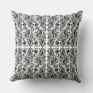 Cute Black White floral background design Kussen
