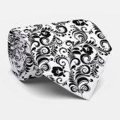 Cute Black White floral background design Stropdas (Opgerold)