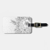 Cute Black White floral doedles and confetti Bagagelabel (Voorkant horizontaal)