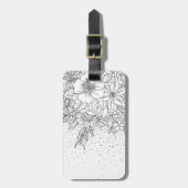 Cute Black White floral doedles and confetti Bagagelabel (Voorkant verticaal)