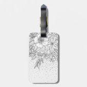 Cute Black White floral doedles and confetti Bagagelabel (Achterkant verticaal)