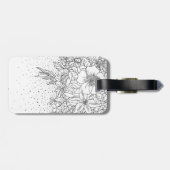 Cute Black White floral doedles and confetti Bagagelabel (Achterkant horizontaal)