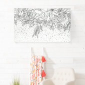 Cute Black White floral doedles and confetti Spandoek (Insitu)