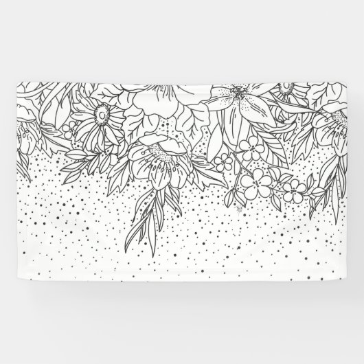 Cute Black White floral doedles and confetti Spandoek (Horizontaal)