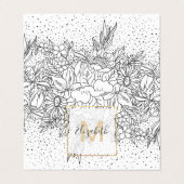 Cute Black White floral doedles and confetti Visitekaartje (Buitenkant ongevouwen)