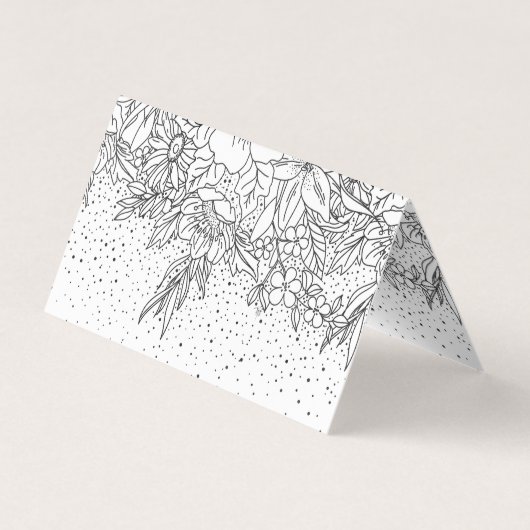 Cute Black White floral doedles and confetti Visitekaartje (Achterkant)