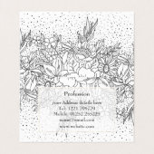 Cute Black White floral doedles and confetti Visitekaartje (Binnenkant ongevouwen)