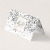 Cute Black White floral doedles and confetti Visitekaartje (Voorkant)