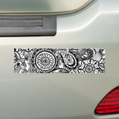 Cute black white floral paisley bumpersticker (Op auto)
