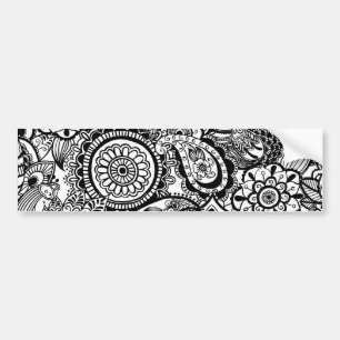 Cute black white floral paisley bumpersticker
