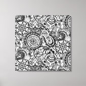 Cute black white floral paisley canvas afdruk (Voorkant)