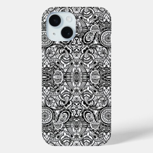 Cute black white floral paisley Case-Mate iPhone case (Achterkant)