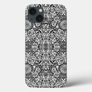 Cute black white floral paisley Case-Mate iPhone case