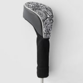 Cute black white floral paisley golfheadcover (Schuin)