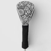 Cute black white floral paisley golfheadcover (Voorkant)