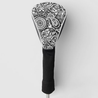 Cute black white floral paisley golfheadcover