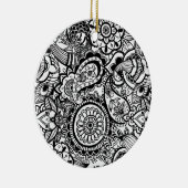 Cute black white floral paisley keramisch ornament (Rechts)