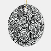 Cute black white floral paisley keramisch ornament (Links)