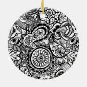 Cute black white floral paisley keramisch ornament (Achterkant)