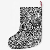 Cute black white floral paisley kleine kerstsok (Achterkant)