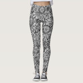 Cute black white floral paisley leggings (Voorkant)