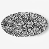 Cute black white floral paisley papieren bordje (Gekanteld)