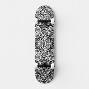 Cute black white floral paisley persoonlijk skateboard