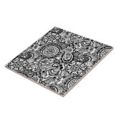 Cute black white floral paisley tegeltje (Zijkant)