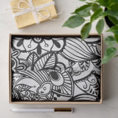 Cute black white floral paisley tissuepapier (Geschenk)