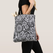 Cute black white floral paisley tote bag (Dichtbij)